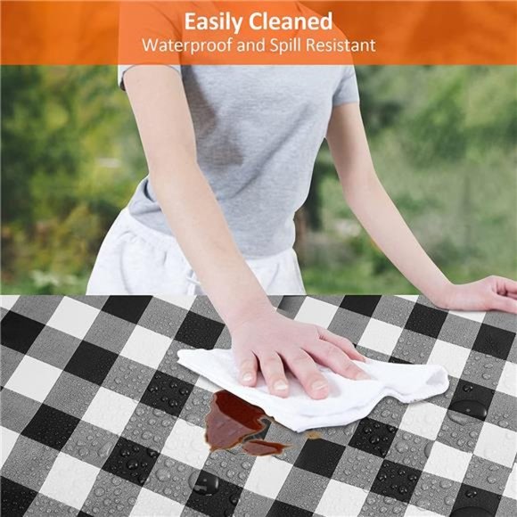 Picnic Table and Bench Fitted Tablecloth Cover, 3-Piece Set, Flannel Backing - Picture 3 of 7